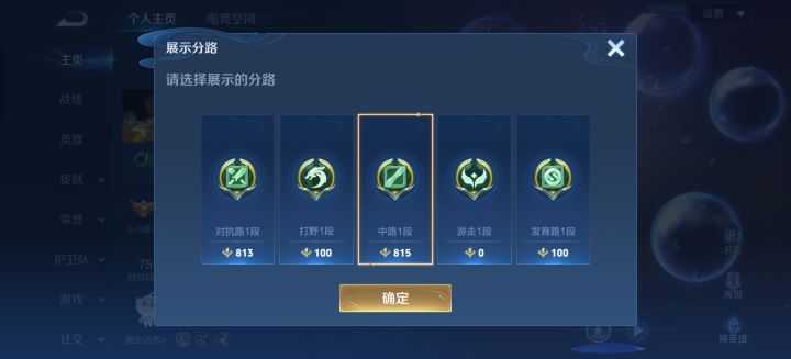 全分路一段上王者。截图