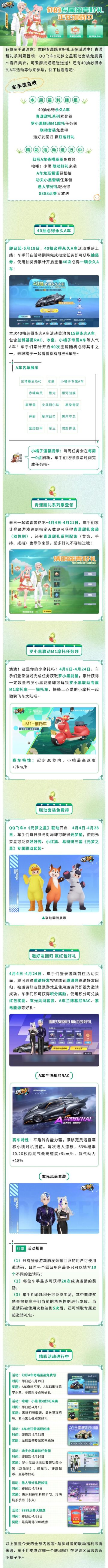 40抽必得永久A车活动已开启青漾甜礼系列&元梦之星联动套装免费领