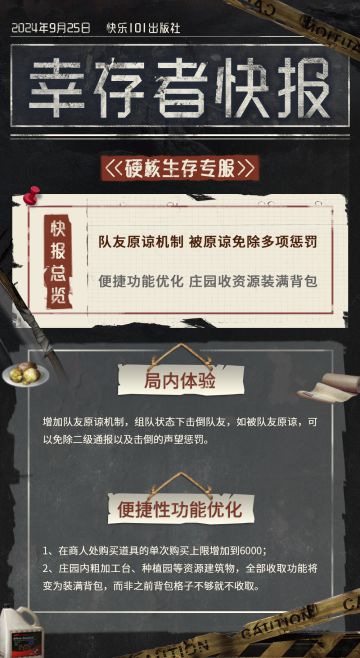 【共创季】硬核生存专服9月25日更新公告
