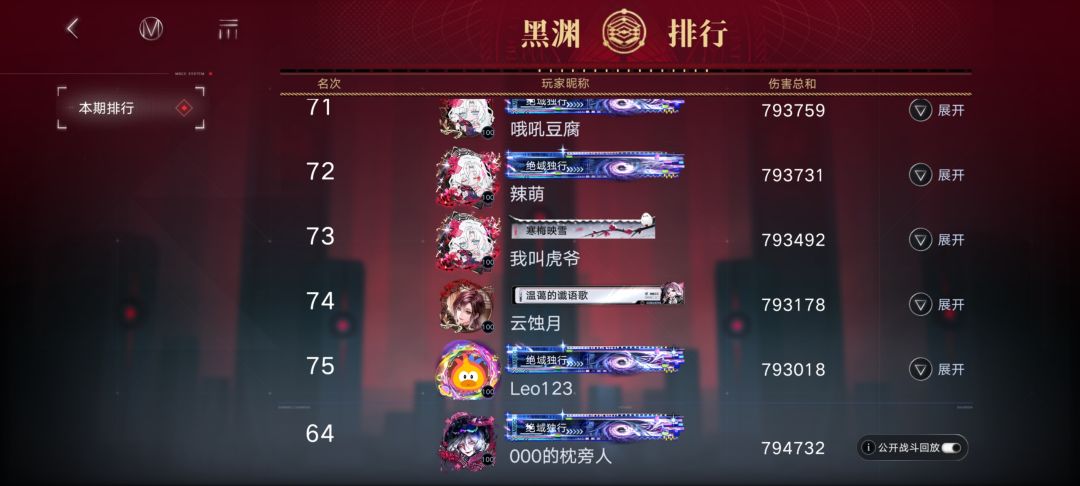 第一期黑渊 新城榜单记录 15