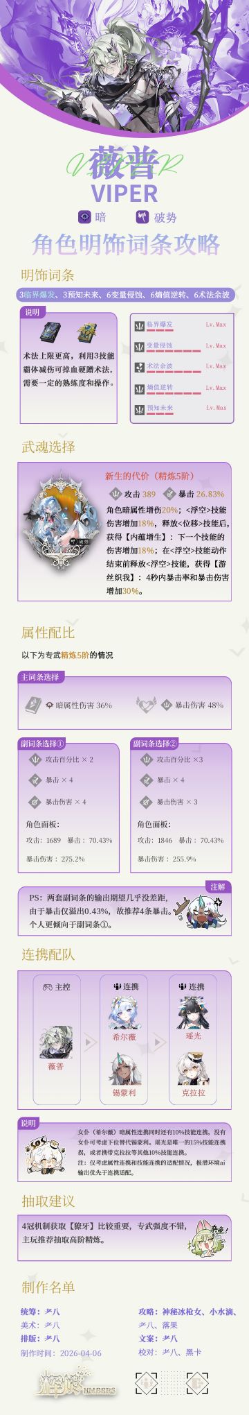 薇普词条攻略参考