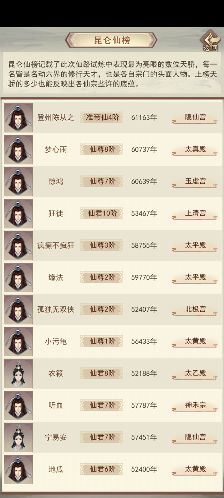 昆仑仙榜的小疑问截图
