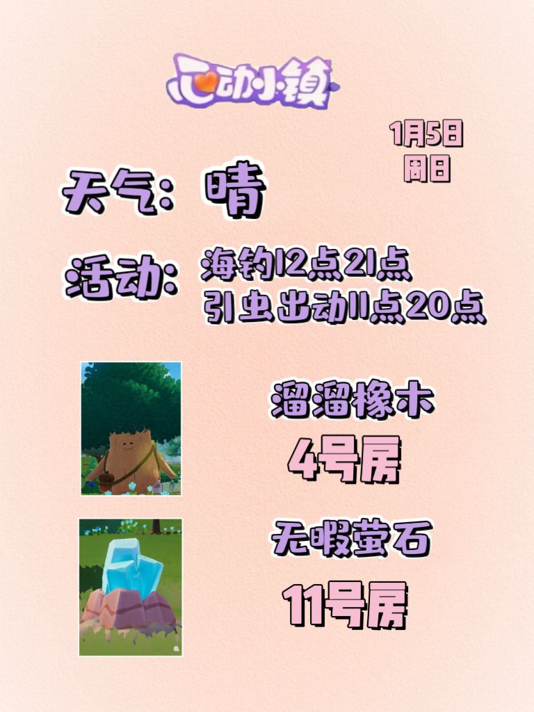 1月5日溜溜木萤石位置及活动摘要 2