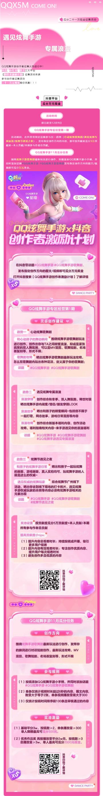 有奖征集丨QQ炫舞手游创作者激励计划来袭！瓜分二十一万元现金！