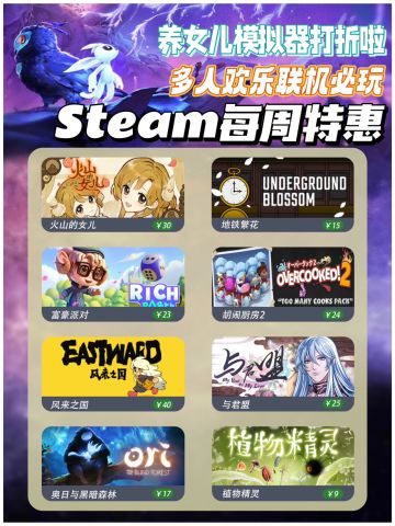 Steam史低特惠💖火山女儿｜胡闹厨房打折中‼️

国庆宅家打游戏走起！这几款超可爱的游戏现在还在打折，都是平史低或者新史低！快冲~

💖火山的女儿
价格：30元（-15%）新史低
模拟｜养成｜动漫

💖地铁繁花（Underground Blossom）
价格：15元（-30%）新史低
解谜｜指向点击｜剧情

💖富豪派对
价格：23元（-40%）新史低
联机｜大富翁｜策略

💖胡闹厨房2（Over