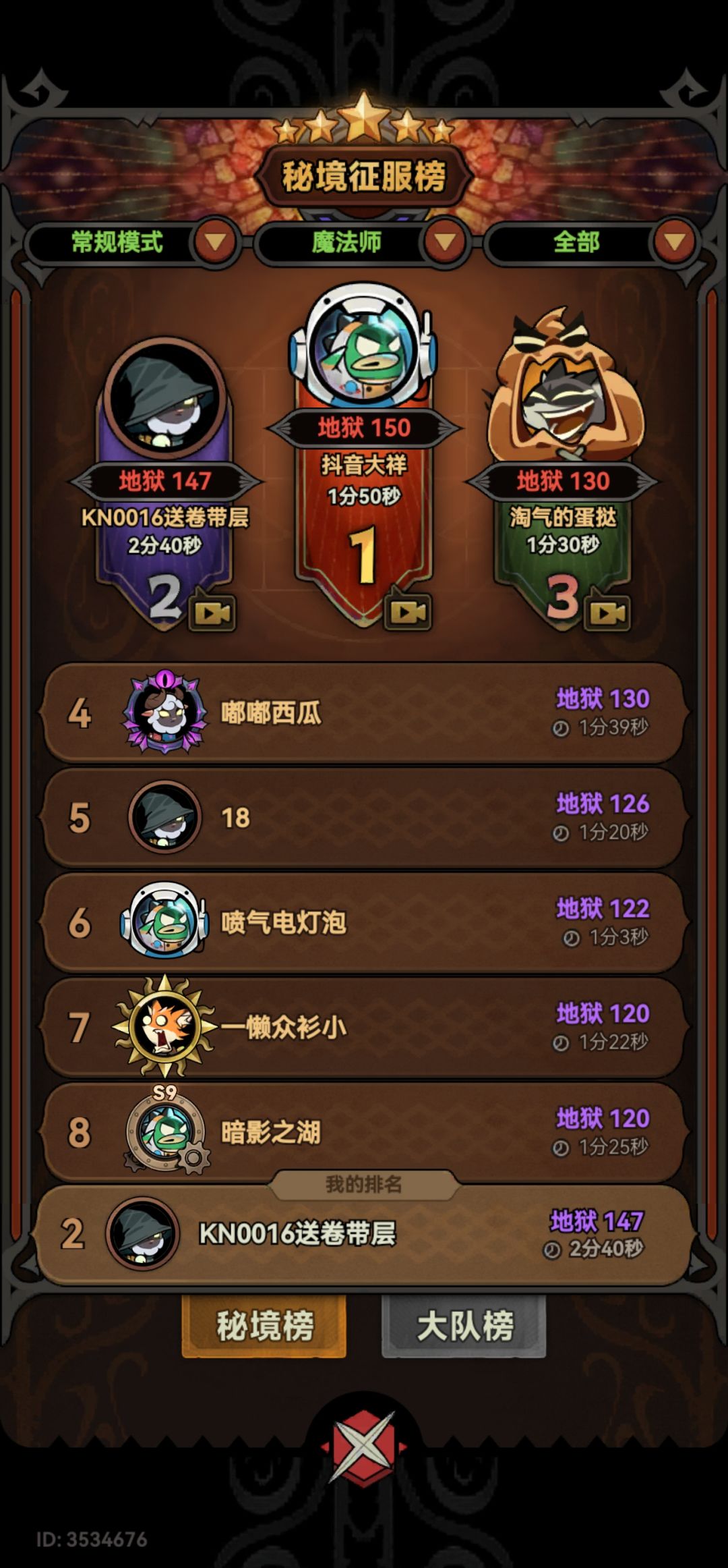榜二。送铜银卷带142层150层了 1