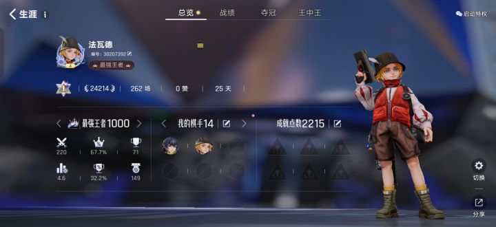 王者1000分 场均名次4.6截图