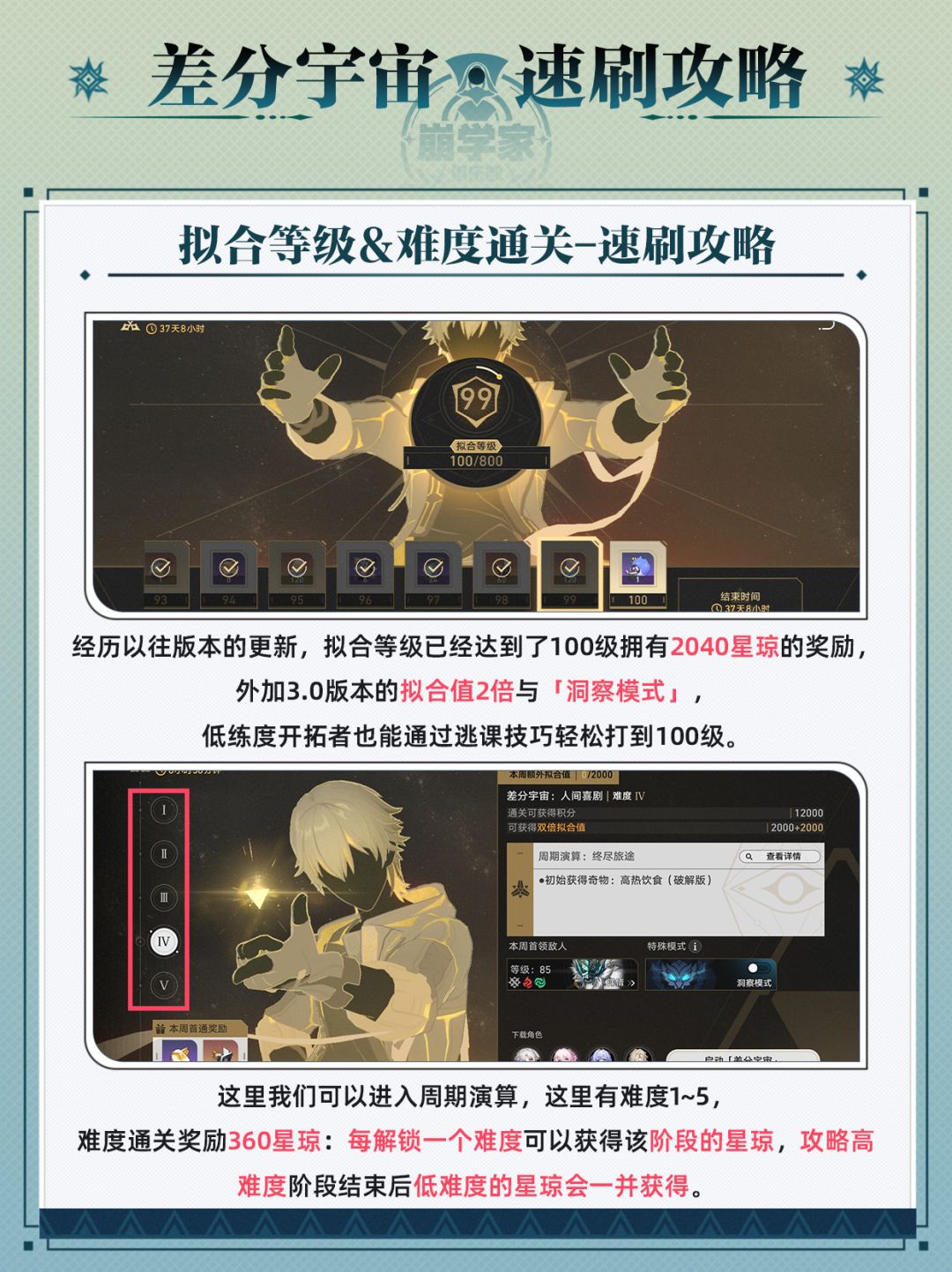 【V3.0攻略】差分宇宙重置!逃课速刷100级 3