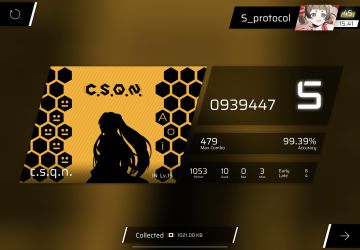 渡劫喽～
总结一下：15.4-15.5 虽然出了第八章两个水15.9 但还是推得很艰难
可能是因为没有16可打 再加上有些15上位不会
下一阶段开始推acc没上99.5的15上位