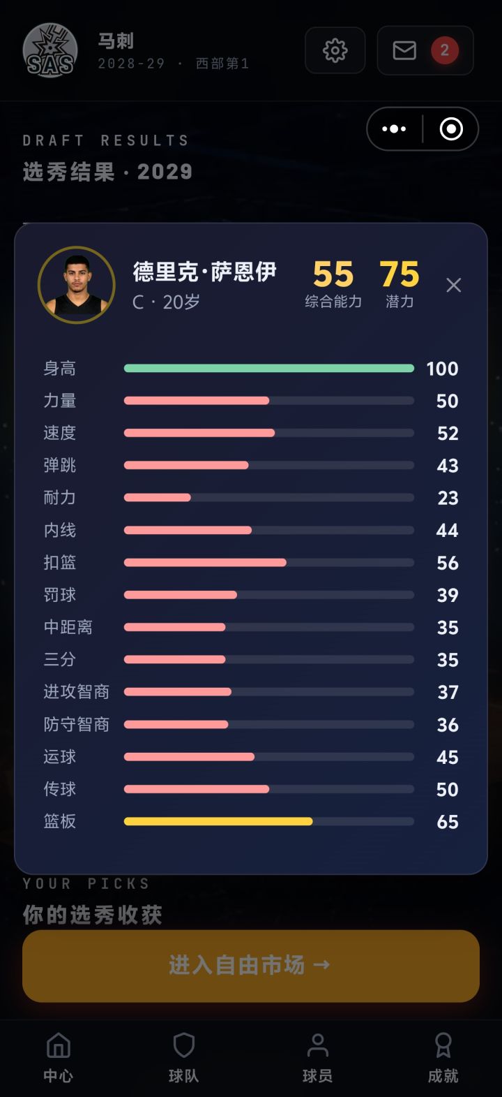 系统生成100潜力身高新秀！截图