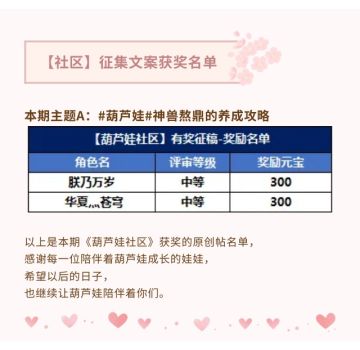 【葫芦娃】征集文案获奖名单