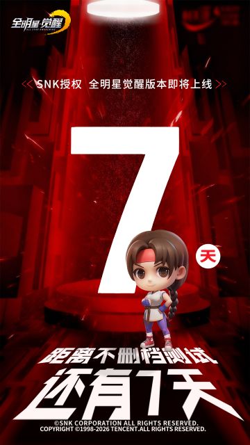 SNK正版授权《全明星觉醒》手游全平台上线倒计时7天，蓄势待发！