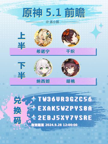 【原神5.1】前瞻兑换码