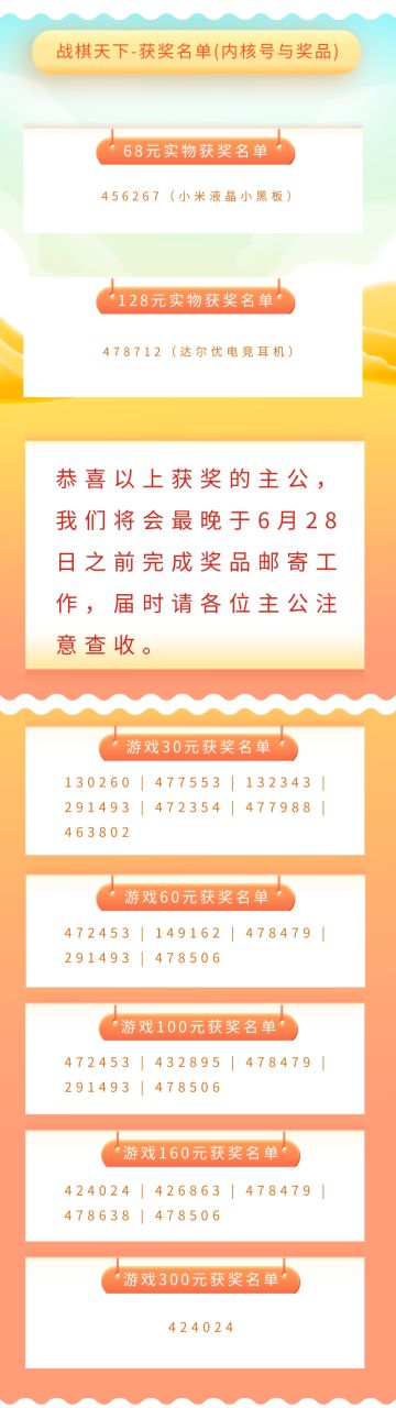 《战棋天下》感恩周庆八周年-线下抽奖活动（已开奖）