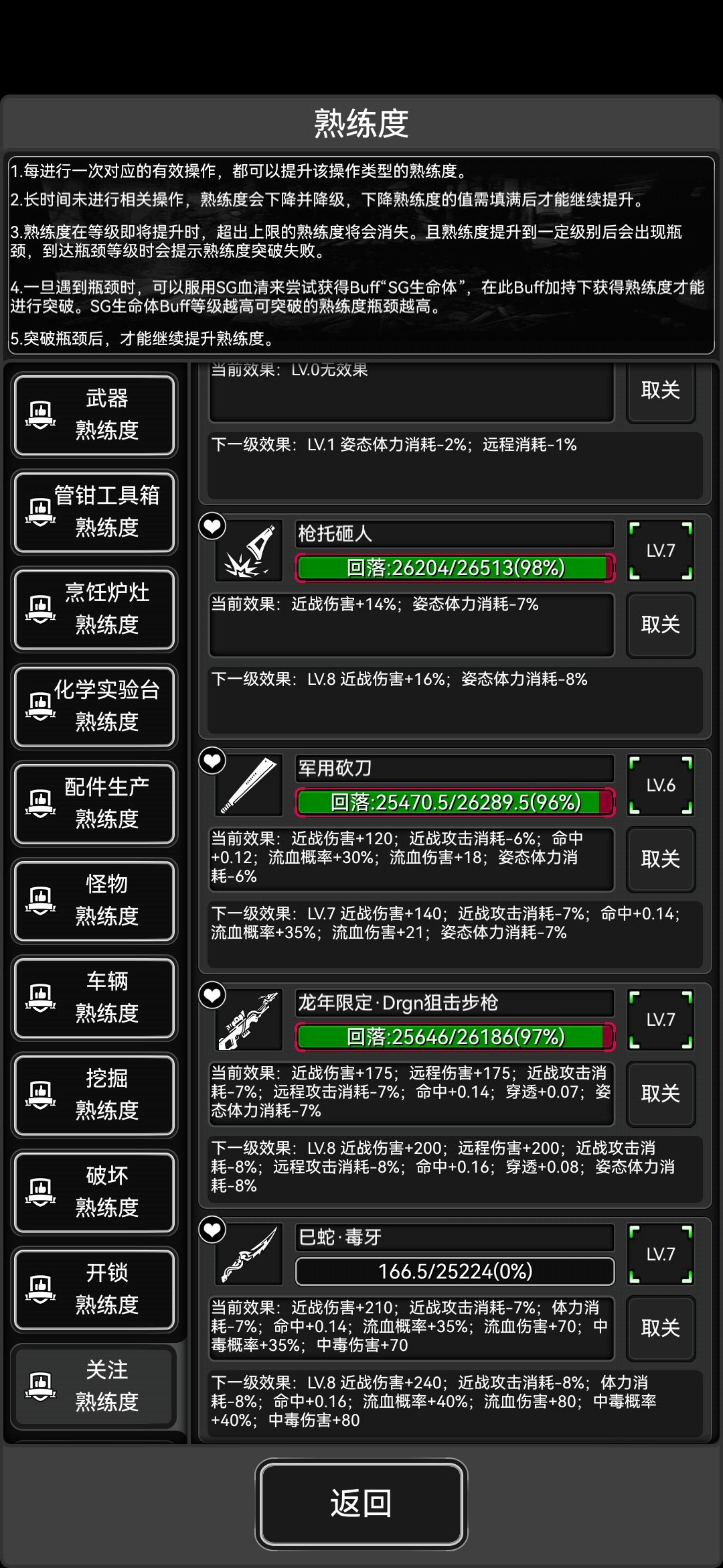 毒牙熟练度满级 5