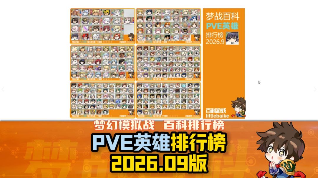 【梦战排行榜】PVE英雄排行榜 2026年9月版截图