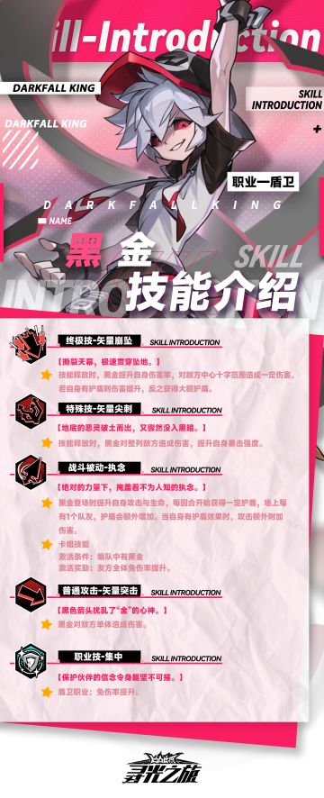 参赛者们大家好呀！
今天9022为大家带来了『黑金』的技能介绍以及进阶效果，助各位参赛者更好地安排作战伙伴~ ​​​
#凹凸世界寻光之旅