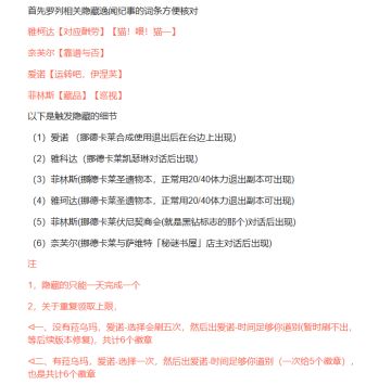 各角色逸闻数量统计