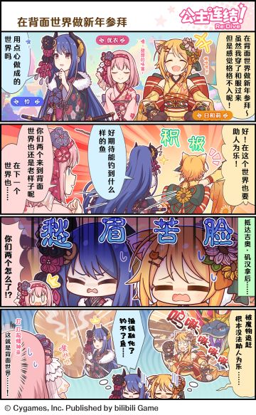 四格漫画更新——「在背面世界做新年参拜」