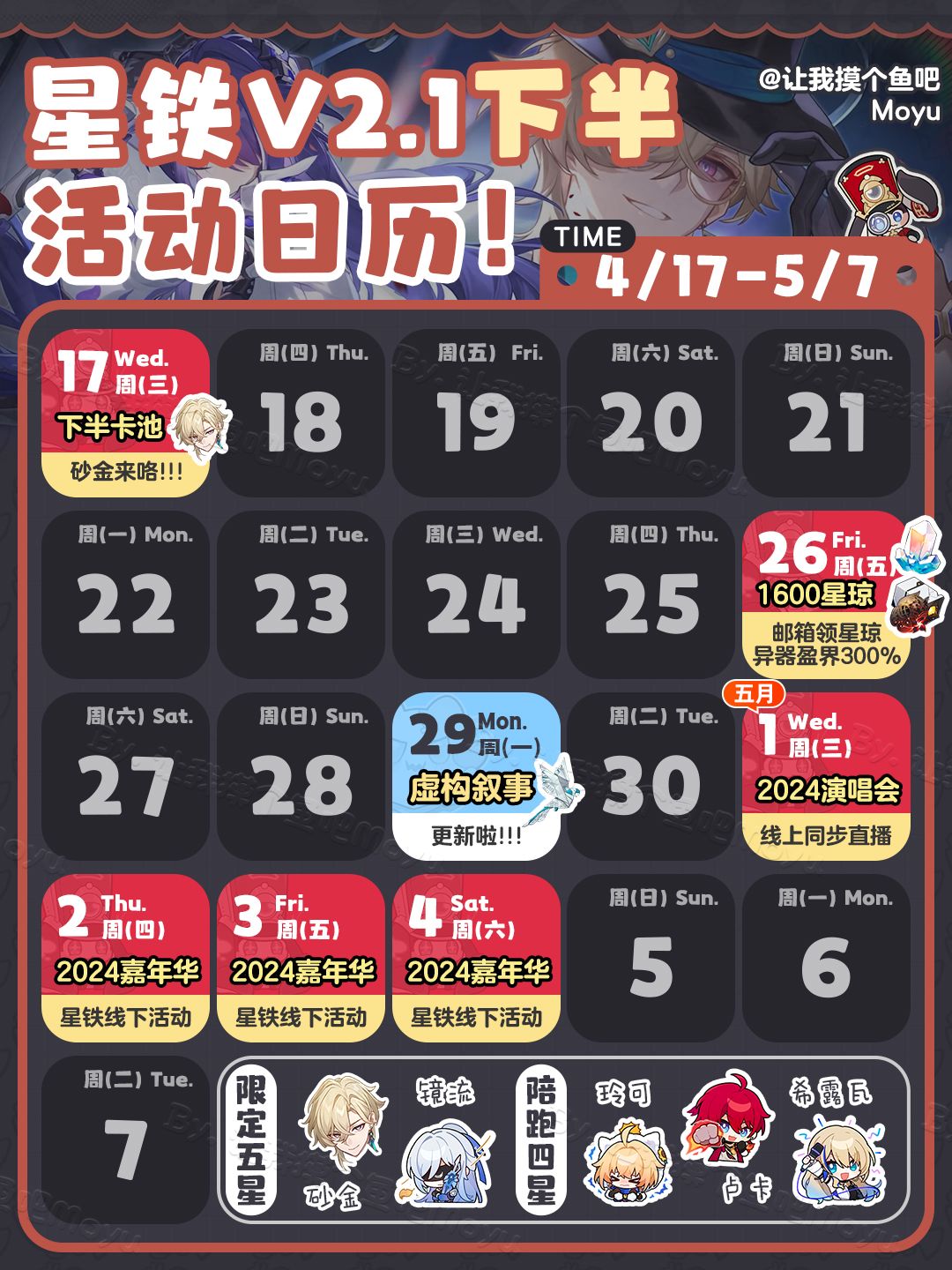 【V2.0攻略】星铁V2.1前瞻福利汇总丨日历 2