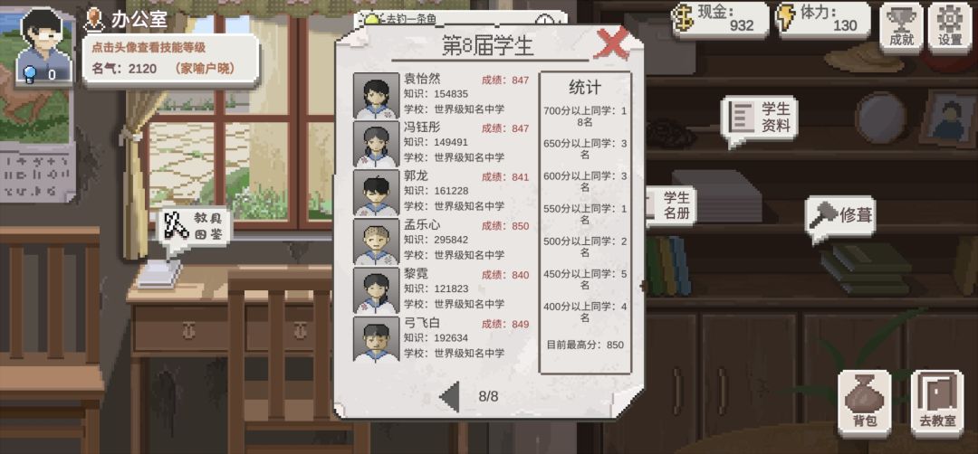 第八届学生,全部世界级知名中学 2