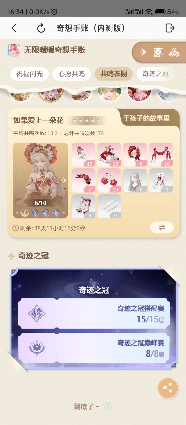 差4件,还有8抽活动抽没拿,继续等做完再来截图