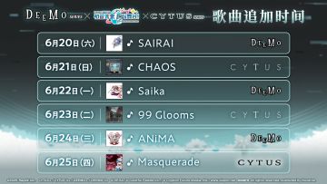 即将举办初音未来:缤纷舞台×DEEMO×Cytus系列联动歌曲追加活动