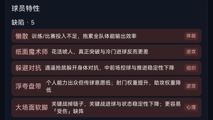 球员负面属性怎么消除?截图