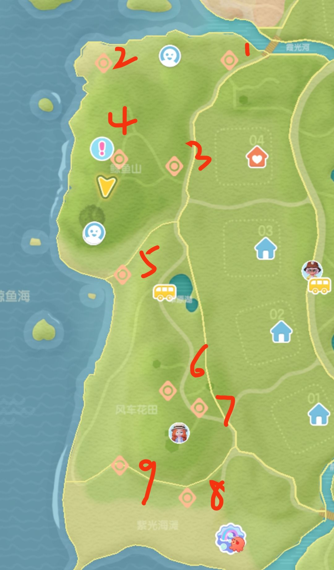 8.16心动小镇流星雨陨石位置图，朵朵位置截图