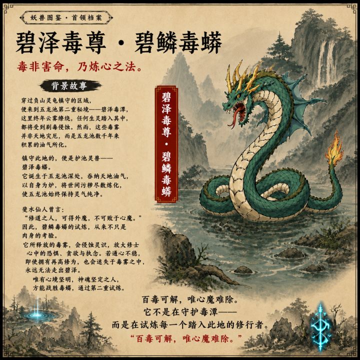 【妖兽图鉴·首领档案】碧泽毒尊 -碧鳞毒蟒情报解禁截图