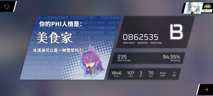 目前最佳成绩截图
