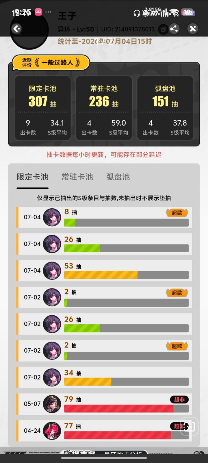 真黑,抽6命居然用了上百抽截图