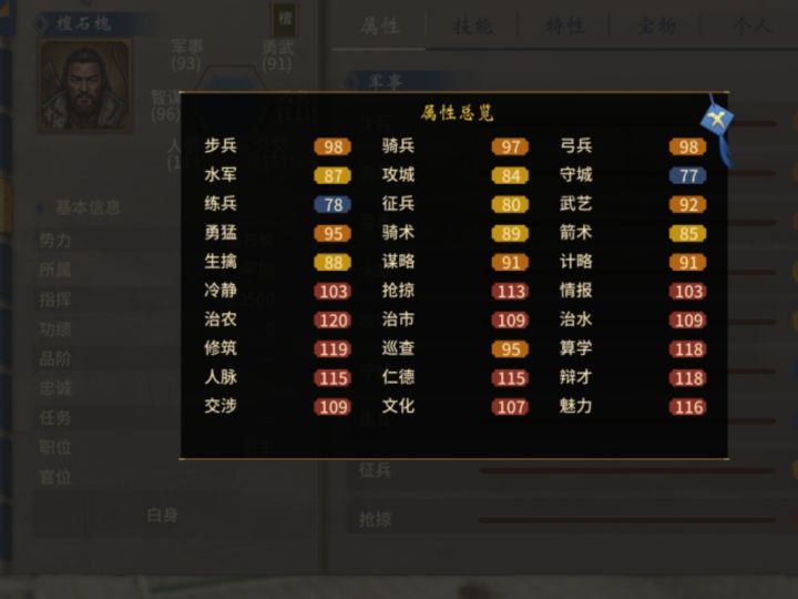 属性这么逆天,三国第一名将啊。一大堆bug。截图