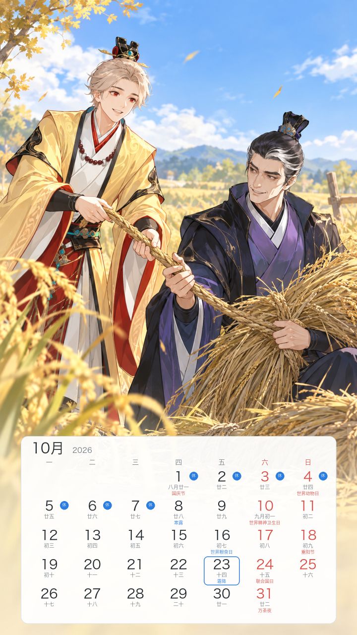 【明月小镇】10月月历·秋日活动大合集,每对组合都超有戏!📅✨截图