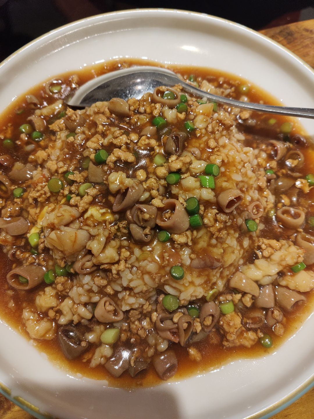 海肠捞饭火爆鱿鱼须腊八蒜炒猪肝 1