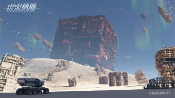 位于沙漠地区的中心地带的红色立方体神秘建筑