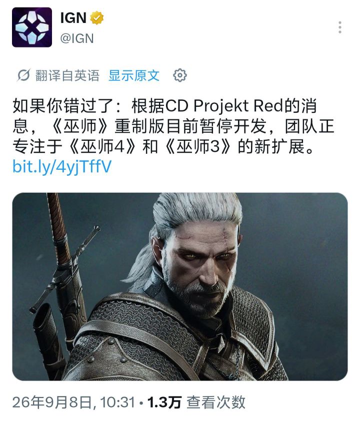 重制版暂停!全力保障巫师4和巫师3新资料片截图