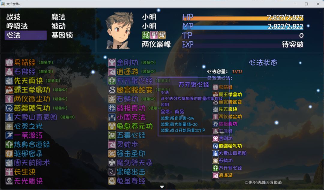 单人黑骑盾冲反伤流装备心法一览 2