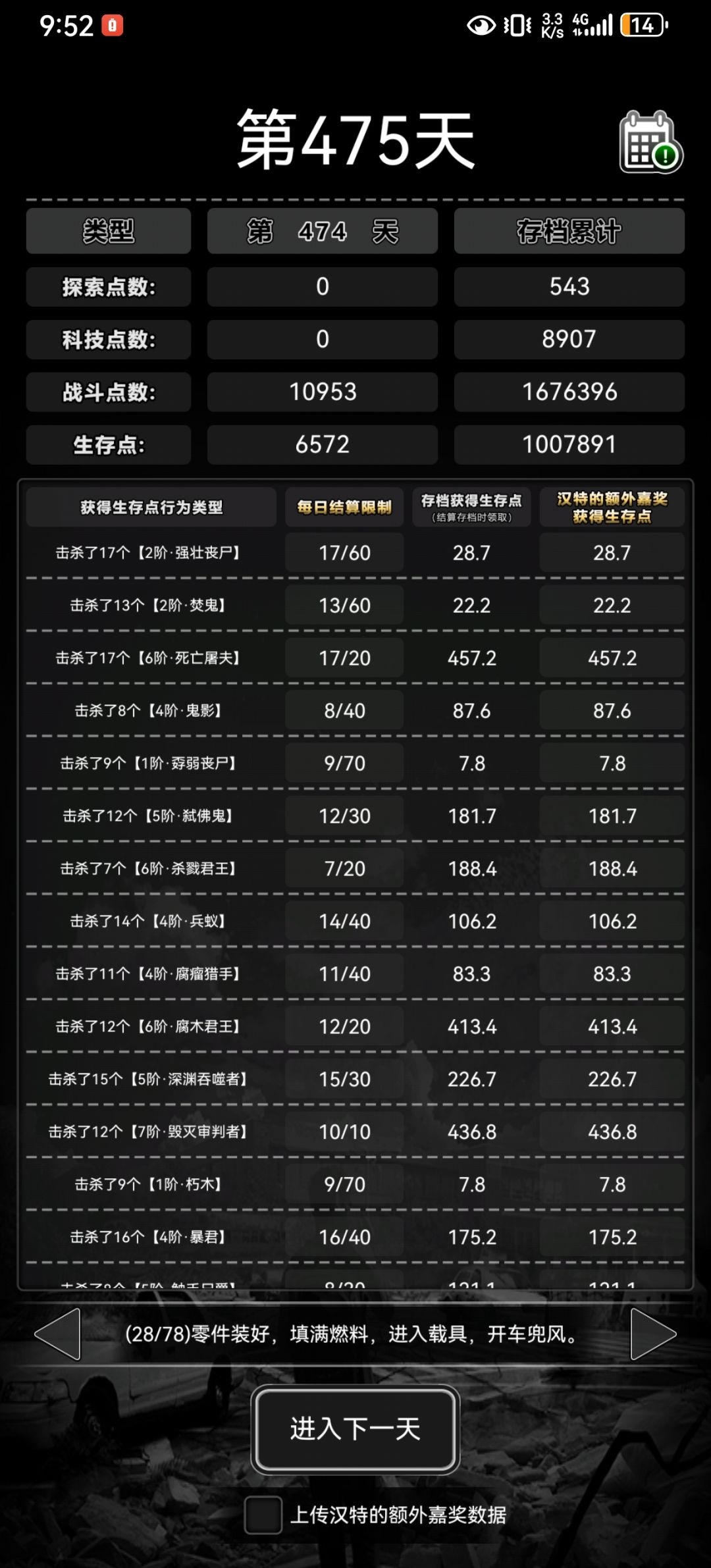 刷了100万生存点，这几天刷满战斗了截图