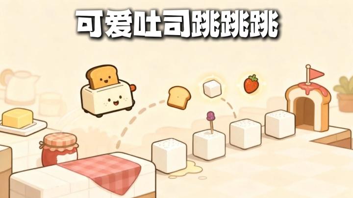 卡通画风闯关游戏吐司JUMP,物理弹跳,手感软萌解压截图