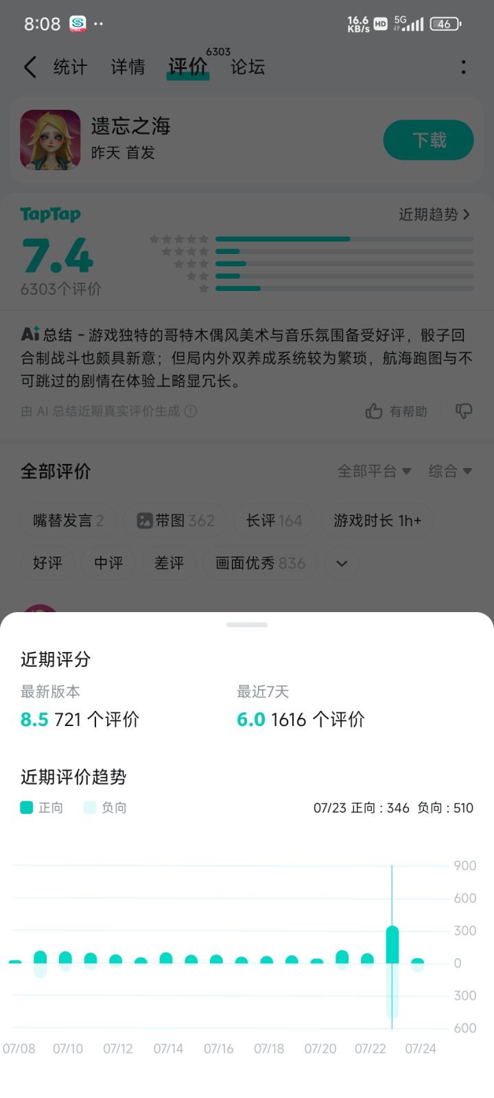没开手游端本来评论还8.0呢截图