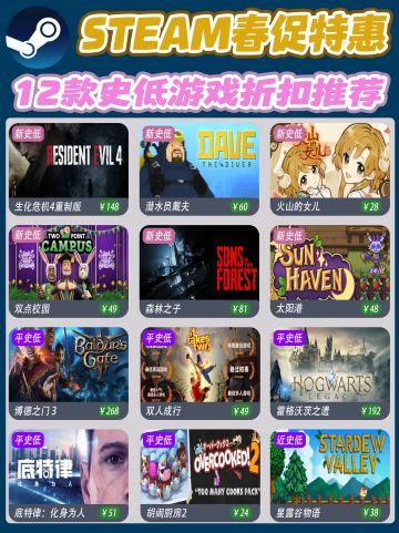 Steam春促‼️12款史低游戏合集推荐