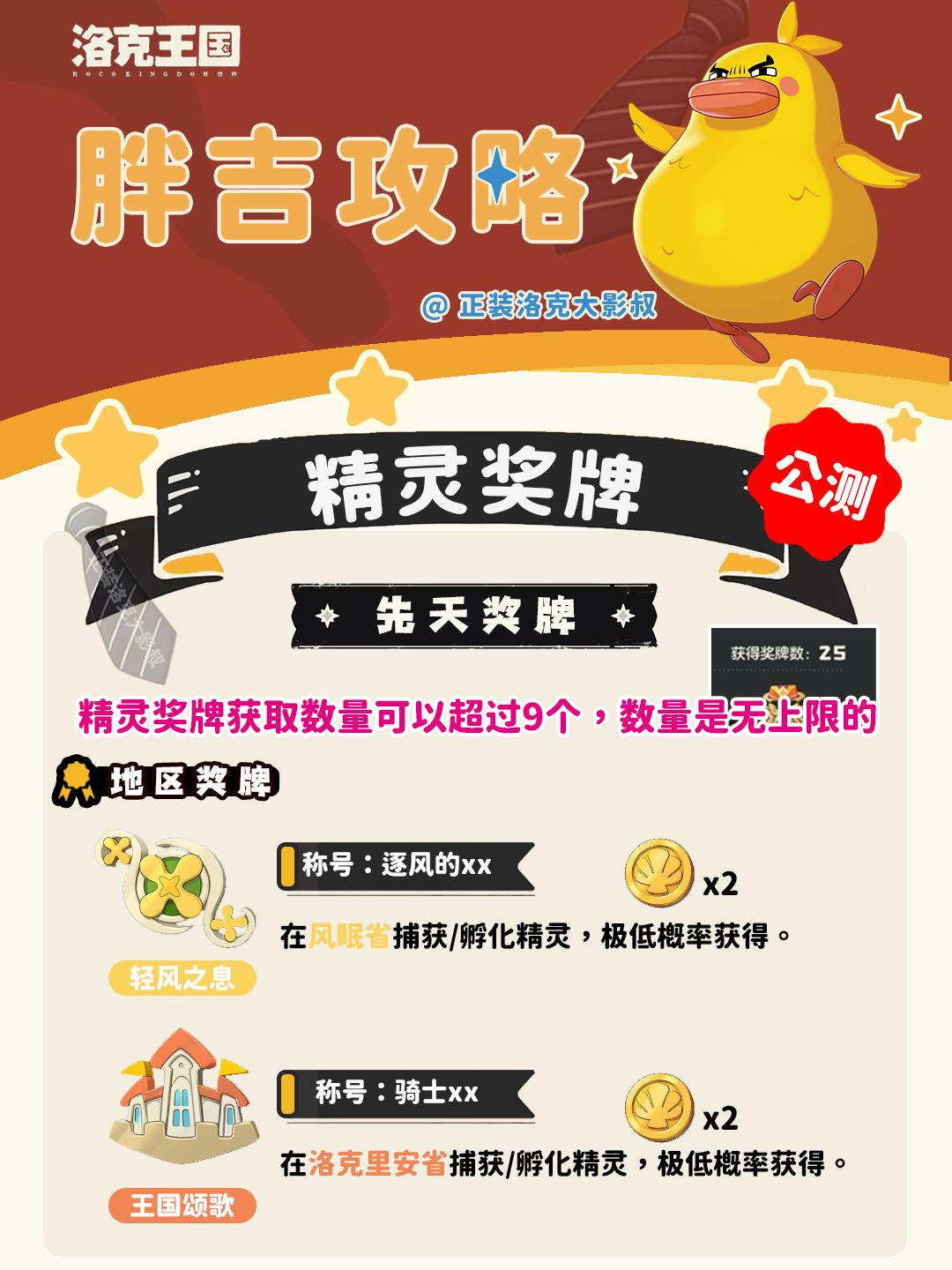 【洛克王国】精灵奖牌收集条件以及对应称号 1