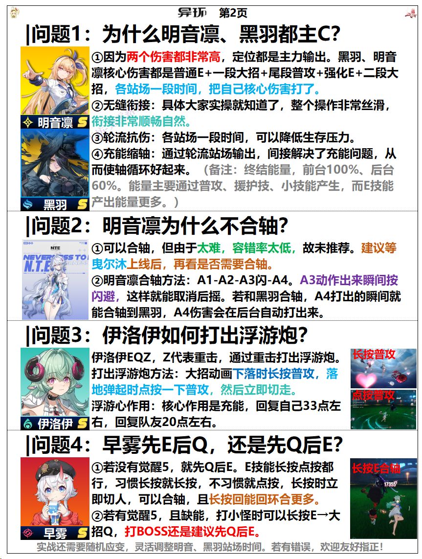 异环攻略:明音凛手法总结,明黑伊早双C队 2
