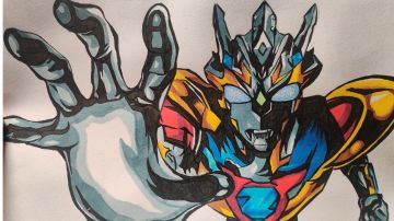 一副迟来的画【泽塔奥特曼德尔塔天爪变身画面】