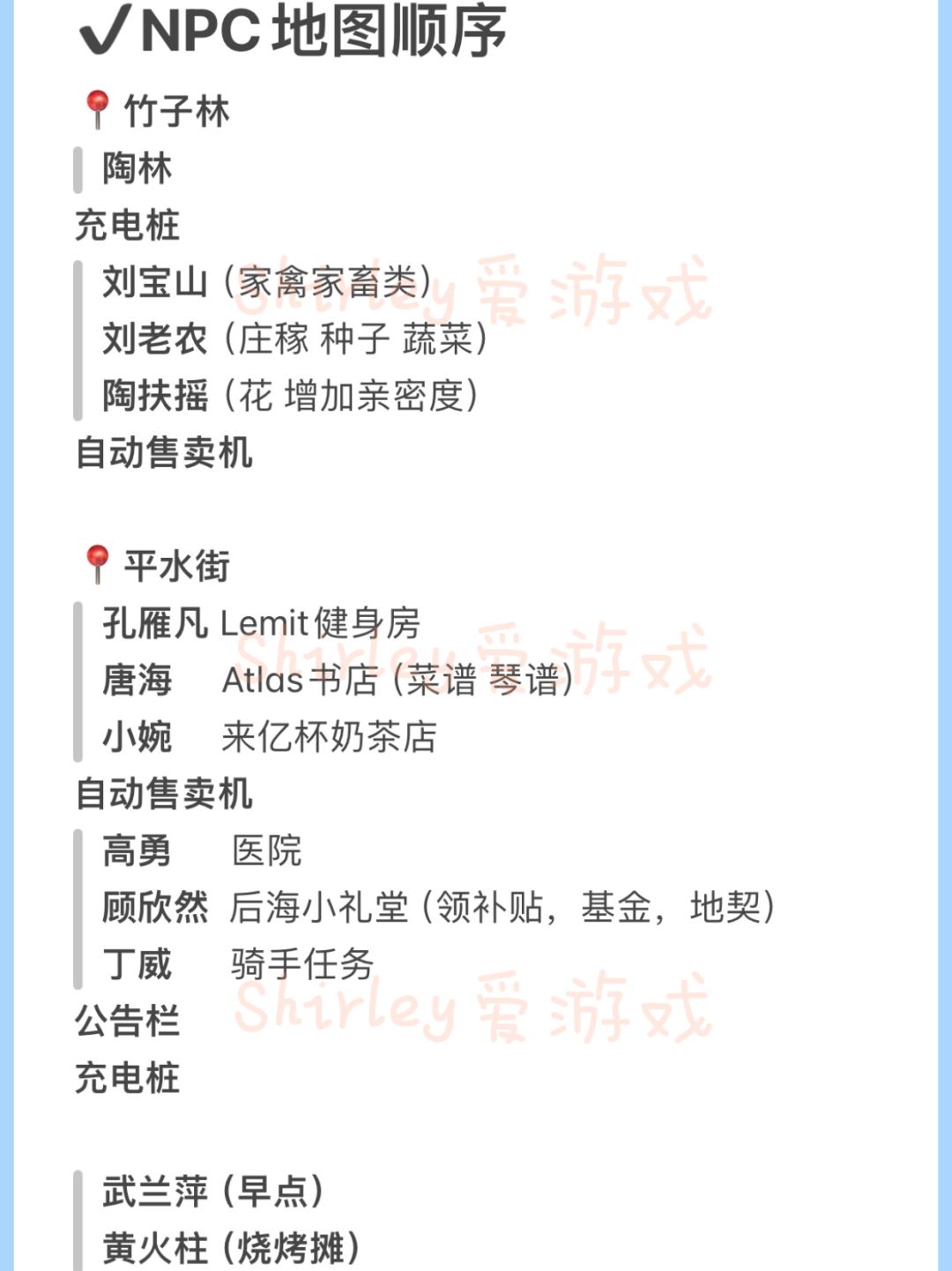 NPC超详细位置表 2