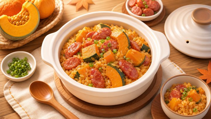 【合合餐厅日常】腊肠南瓜焖饭,秋天的一锅美味🎃截图