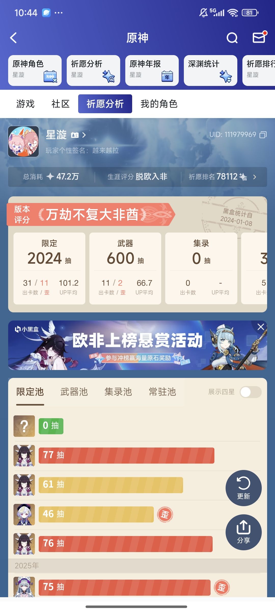 2026开年总结。非酋附体。不适合抽卡游戏 2