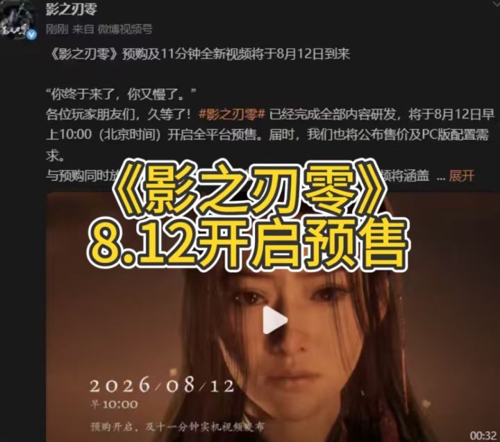 国产3A再迎猛将!《影之刃零》8.12开启预购截图