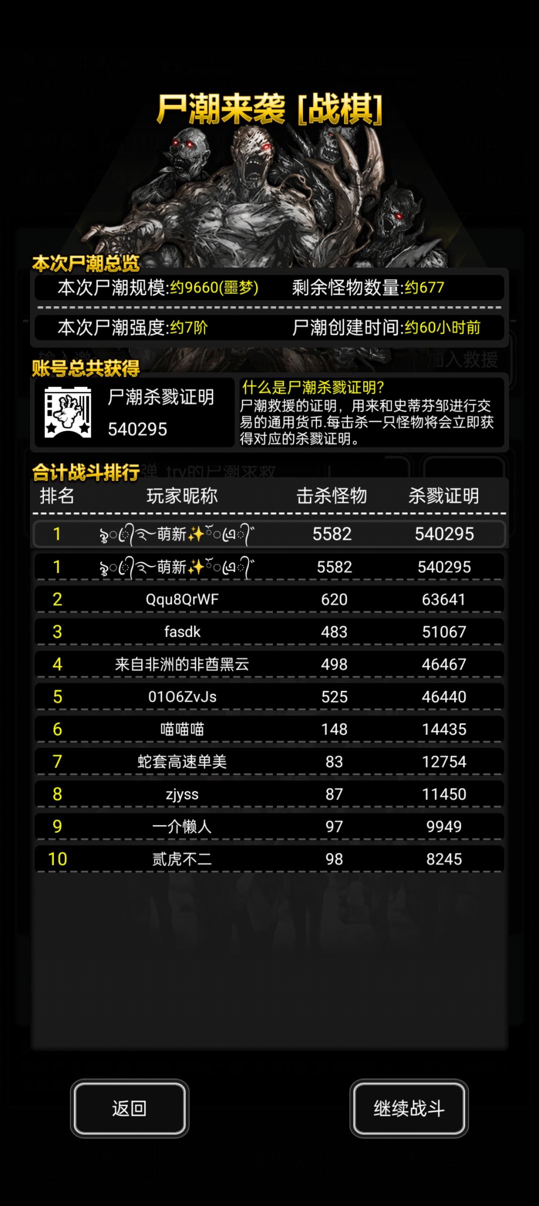 尸潮相关统计 2